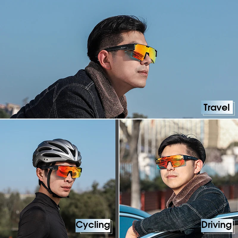 WEST BIKING Photochromic Cycling Glasses Fit Over Myopic Sunglasses UV 400 Polarized Glasses Driving Fishing Eyewear Goggles