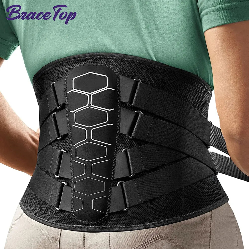 Lower Back Brace for Pain Relief,Back Support Belt, Flexible Lumbar Support Waist Belt for Lifting At Work,Scoliosis Pain Relief - KIMLUD