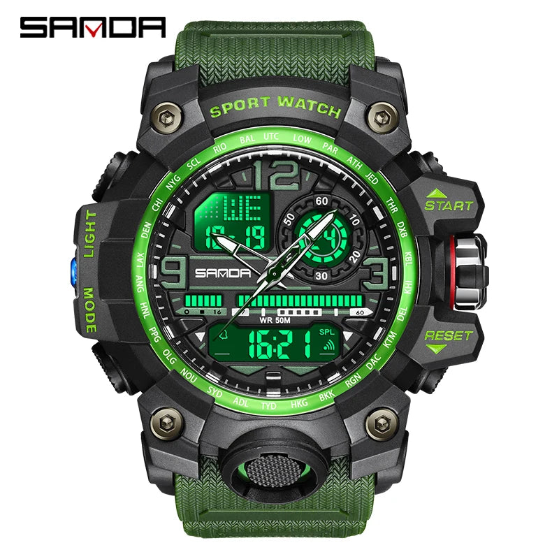 SANDA G style New Men Watch 50M Waterproof Sports Military Quartz Watch For Male Electron Digital Wristwatch Reloj De Hombre