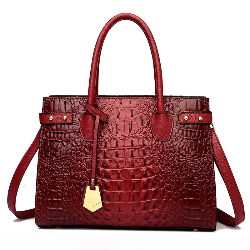 2024 Luxury Leather Handbag For Women New Ladies Crocodile Pattern Shoulder Crossbody Bag Large Capacity Shopper Casual Tote Sac - KIMLUD