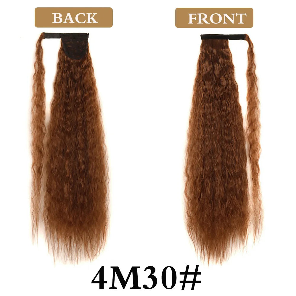 32 Inch Long Ponytail Hair Extension Corn Wavy Texture Synthetic Afro Kinky Curly Ponytail Women Hairpieces Wrap On Pony Tail