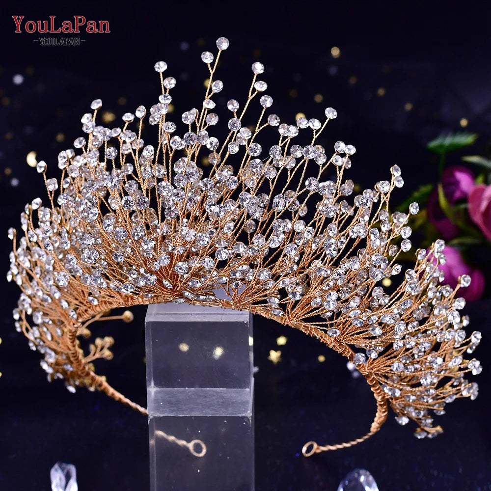 KIMLUD, TOPQUEEN Luxury Bridal Crown Rhinestones Tiaras Bride Headband Wedding Hair Accessories Pageant Diadem Women Headdress HP193P, G-crown / CHINA, KIMLUD APPAREL - Womens Clothes