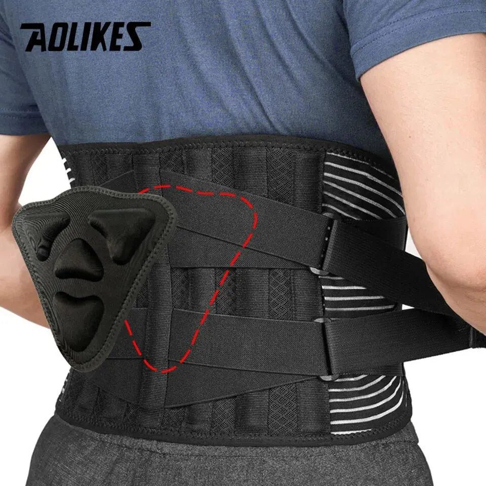 AOLIKES Lower Back Brace with 6 Stays Anti-skid Orthopedic Lumbar Support Breathable Waist Support Belt for Gym Pain Relief - KIMLUD