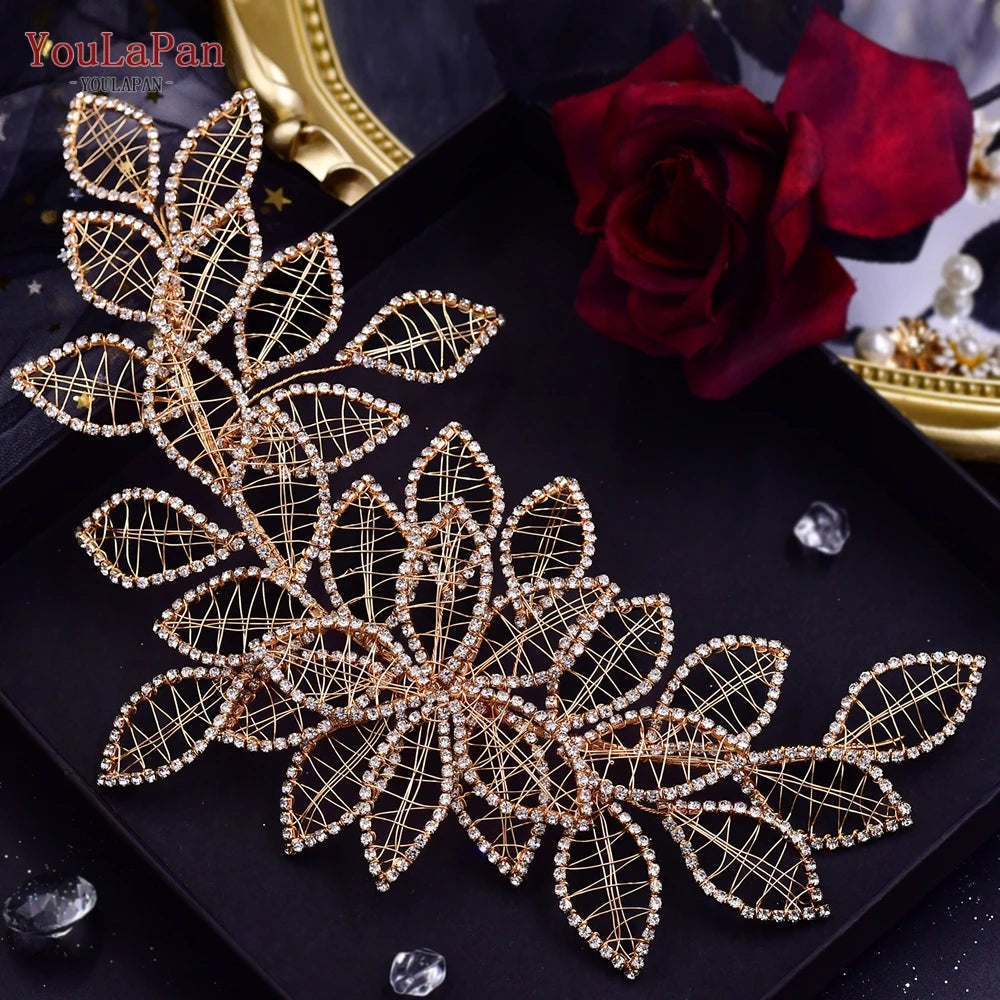 KIMLUD, YouLaPan Gorgeous Bride Tiara Women Headdress Flower Headpiece Wedding Hair Accessories Bride Headband Crystal Headwear HP420, HP256A-G, KIMLUD APPAREL - Womens Clothes