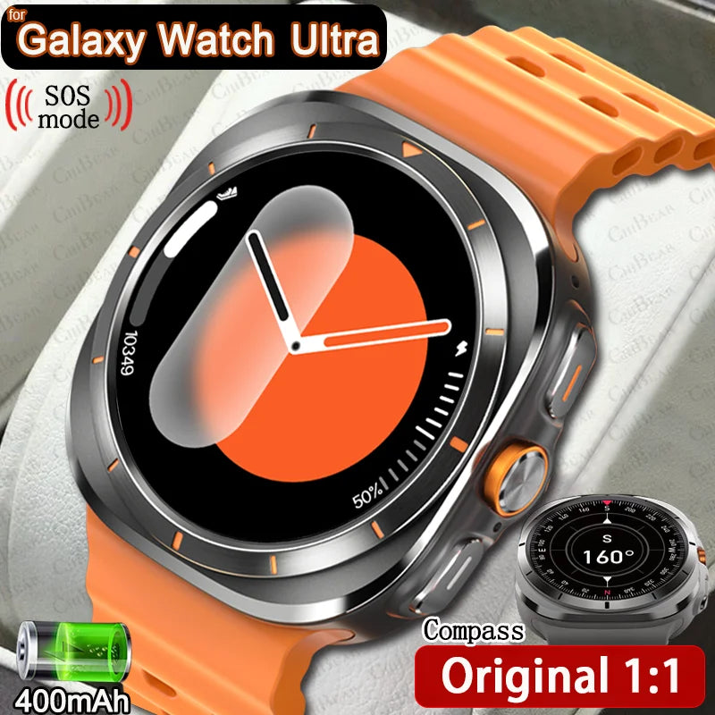 For Samsung Galaxy Watch Ultra NFC GPS Track Compass Smart Watch Men 1.43 Inch AMOLED Always Display Screen BT Call Smartwatch