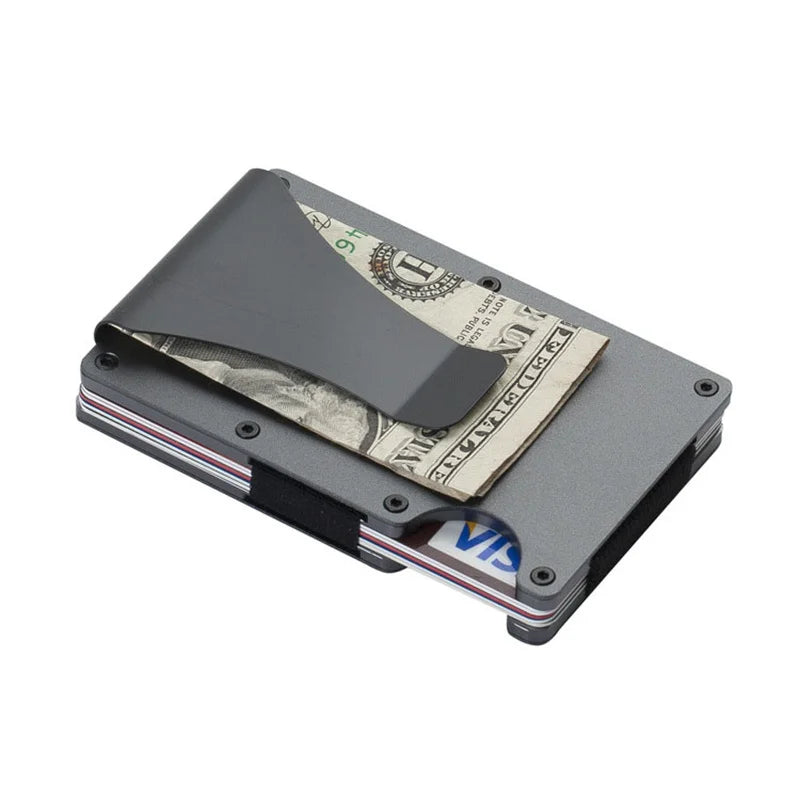 RFID Clip Metal Wallet Blocking Aluminum Minimalist Credit Card Holder Money Wallets 2024 All Color Slim Business Bank Id Case