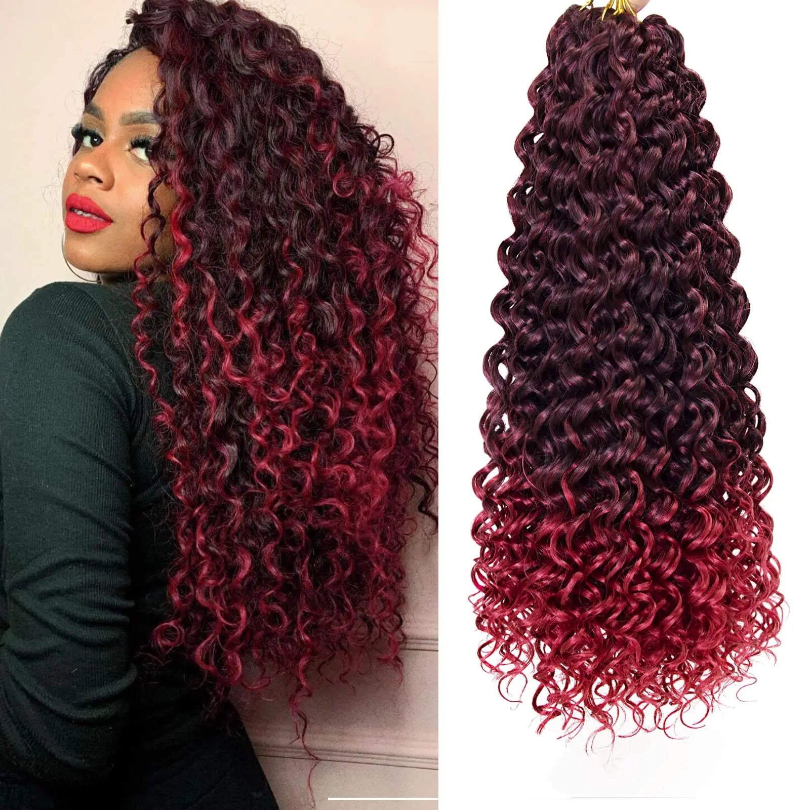 Crochet hair GoGo Curl for Black Women Short Beach Curl Bohemian Crochet Braids Natural Black Deep Wave Braiding hair Extensions