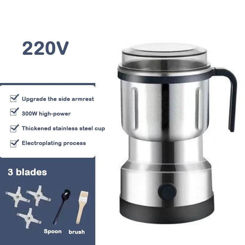 220V Multifunction Coffee Grinder Stainless Steel Blade Electric Herbs Beans Mill Spices Nuts Grains Cafe Bean Grinding Machine