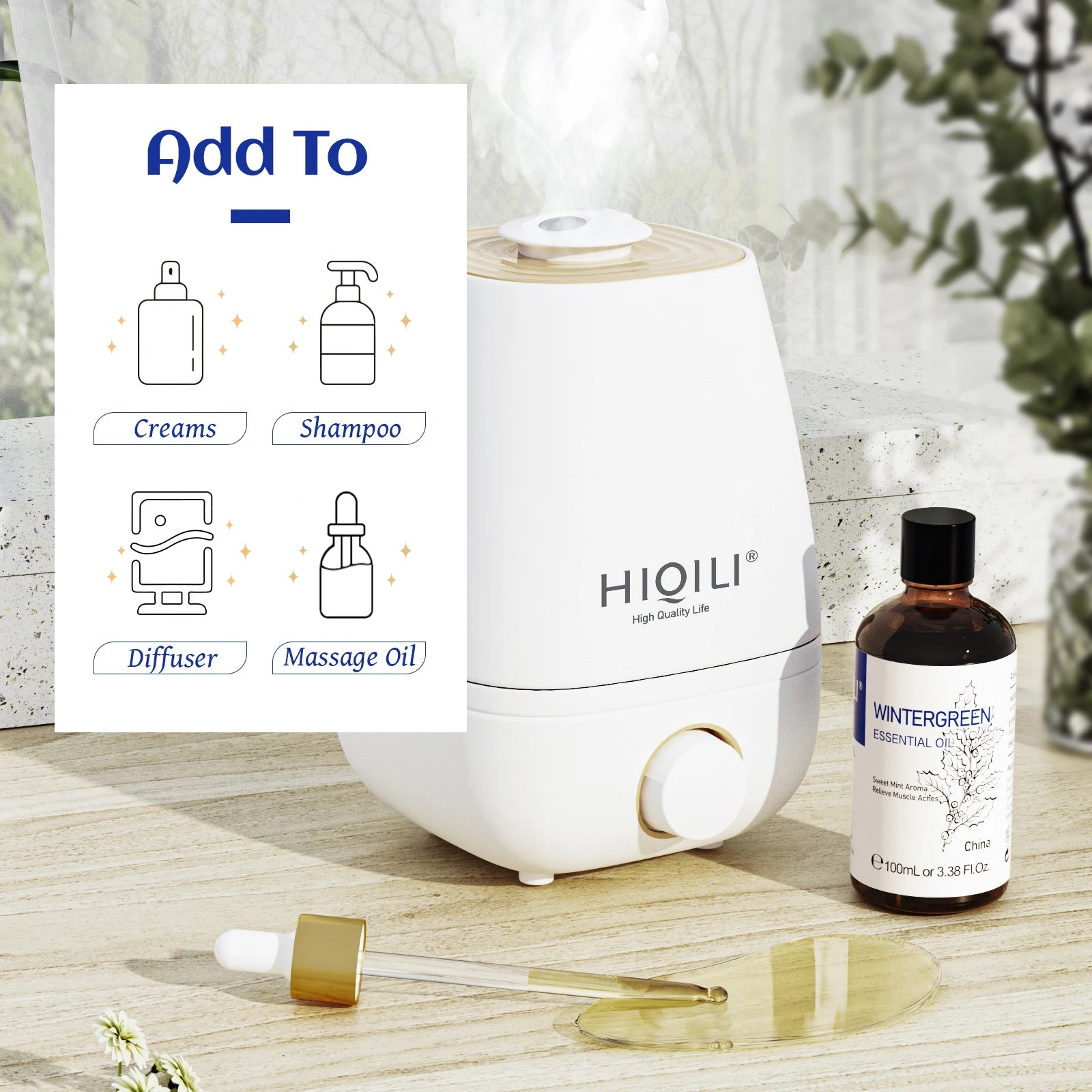 HIQILI 100ML Wintergreen Rose Jasmine Mint Clove Essential Oils for Skin Care Diffuser Humidifier Massage Candle Soap Making - KIMLUD