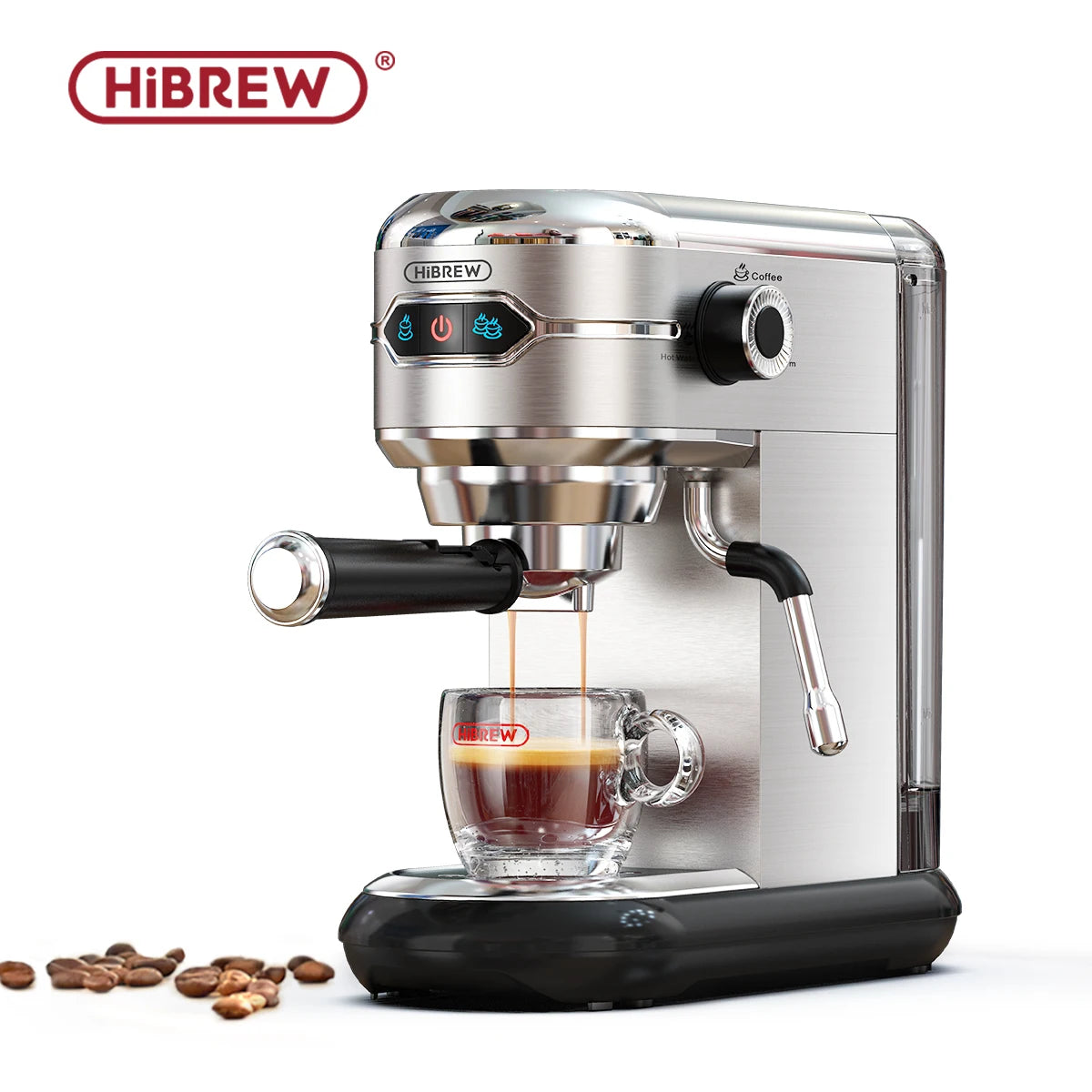 HiBREW Coffee Maker Cafetera 20 Bar Inox Semi Automatic Super Slim ESE POD& Powder Espresso Cappuccino Machine Hot Water H11 - KIMLUD