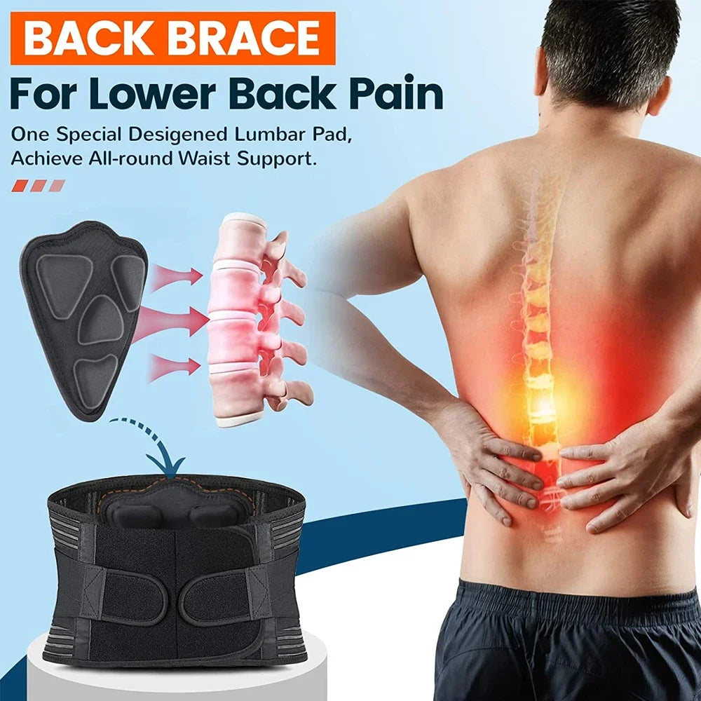 1Pcs Breathable Adjustable Lower Back Brace with Lumbar Pad, Back Support Belt for Women & Men,Lumbar Support Belt for Sciatica - KIMLUD