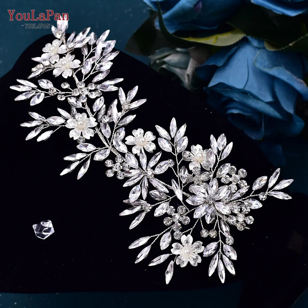 KIMLUD, YouLaPan Alloy Flower Bridal Hair Accessories Wedding Hair Clips Rhinestone Side Hairpin Women Crystal Wedding Headdress HP254, HP289-S, KIMLUD APPAREL - Womens Clothes