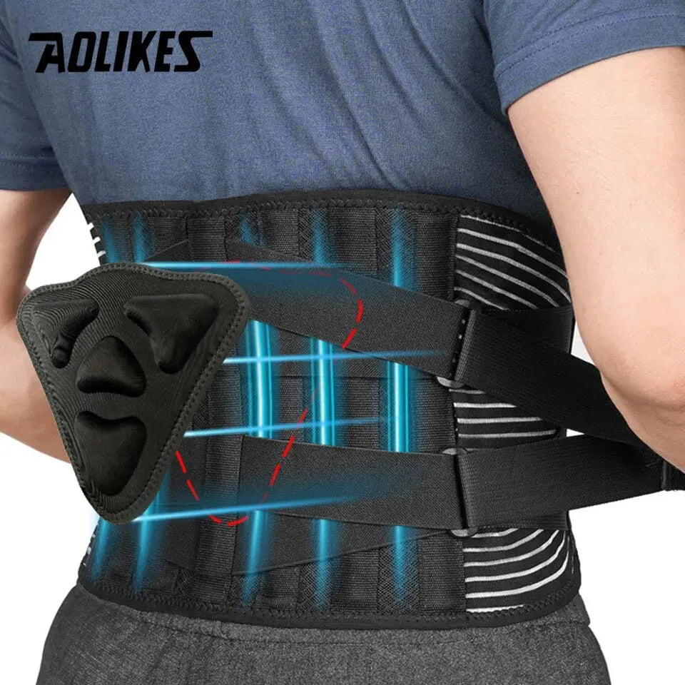 AOLIKES Lower Back Brace with 6 Stays Anti-skid Orthopedic Lumbar Support Breathable Waist Support Belt for Gym Pain Relief - KIMLUD