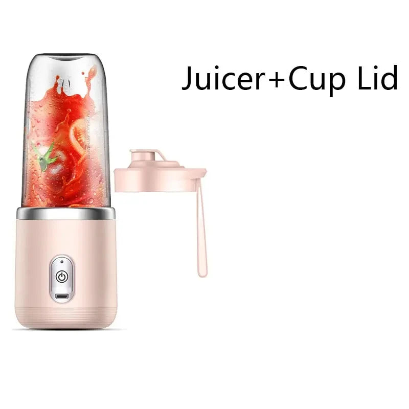 1pc Blue/Pink Portable Small Electric Juicer Stainless Steel Blade Cup Juicer Fruit Automatic Smoothie Blender Kitchen Tool