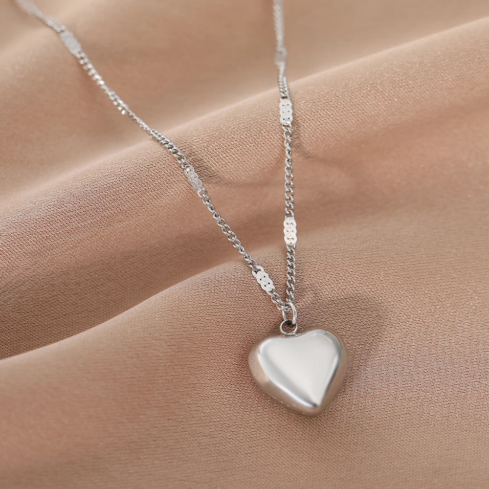 Stainless Steel Necklaces Vintage Elegant Heart Pendant Collar Chain Fashion Exquisite Necklace For Women Jewelry Banquet Gifts