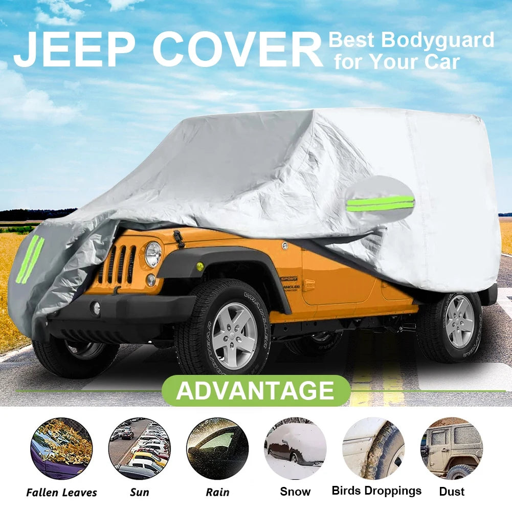 KIMLUD, 210D Waterproof Full Car Cover for JEEP Wrangler JK JL 2-Door / 4-Door 2007-2020 Weather Protection Cover Outdoor Snow Rain Dust, KIMLUD Womens Clothes