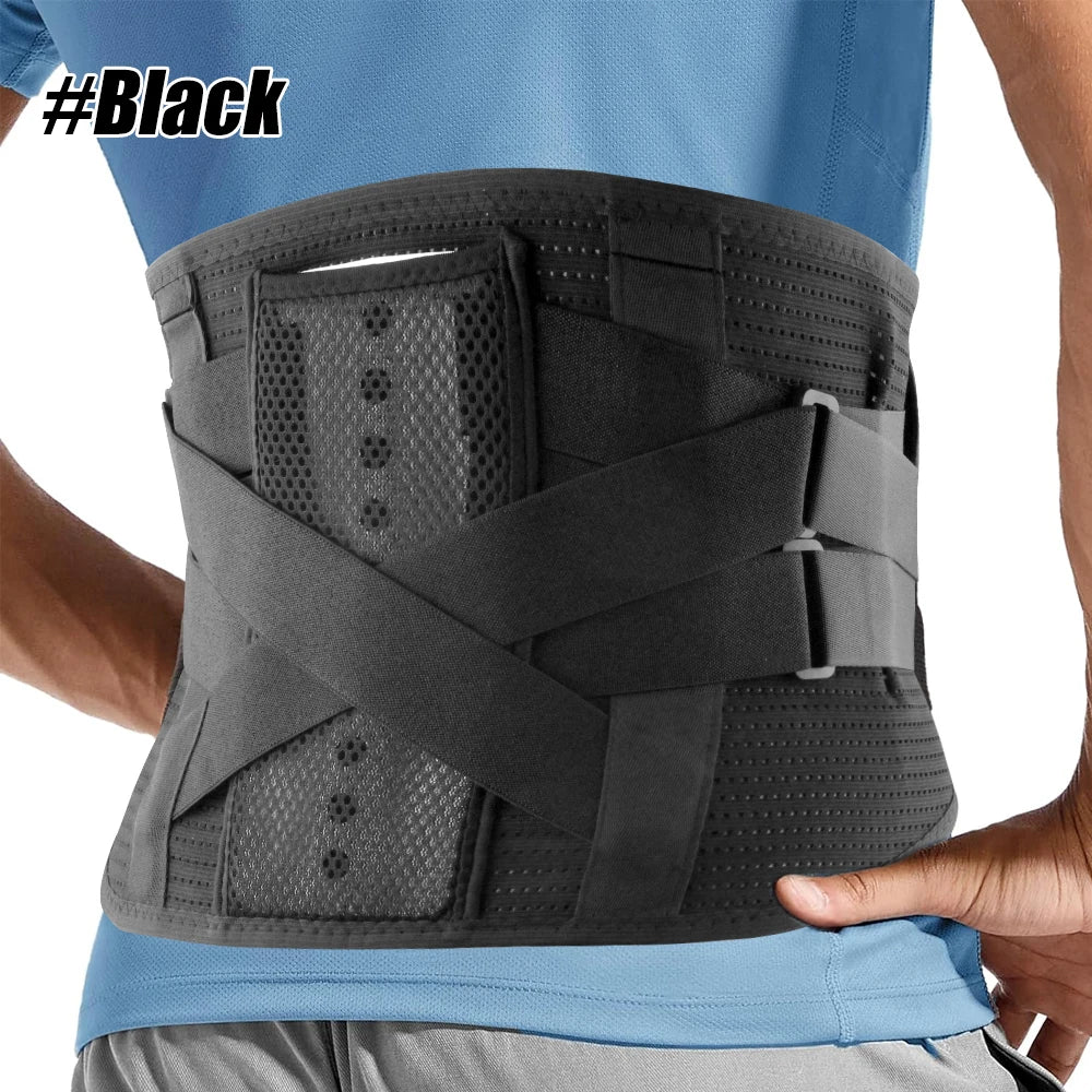 KIMLUD, Back Brace for Lower Back Pain Relief,Waist Support Belt for Men Women,Soft Breathable Fabric Lumbar Support for Herniated Disc, Black-1PCS / XXXL, KIMLUD APPAREL - Womens Clothes