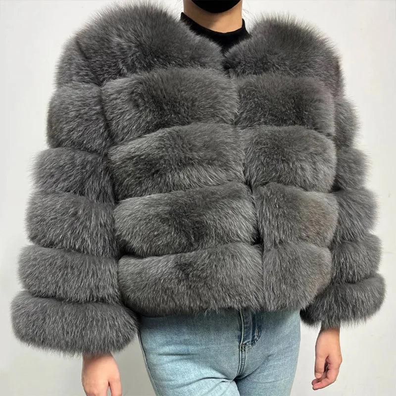 Faux Fur Short Coat Women Cropped Long Sleeve Artificial Fox Fur Jacket Women Winter Fluffy Top Thick Warm Furry Fur Outwears