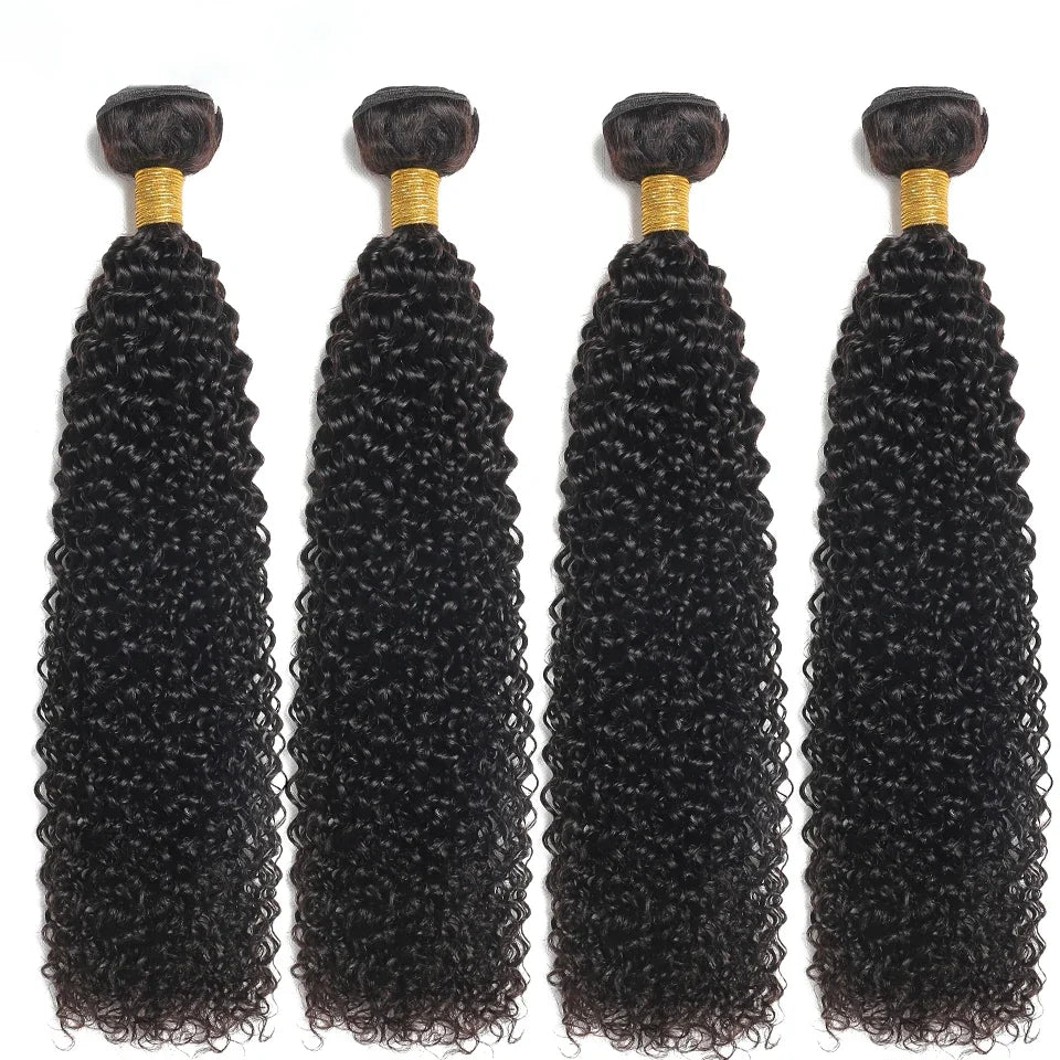 Brazilian Kinky Curly Hair Bundles 100% Human Hair Weave 1/3 /4Bundles Natural Black Curly Virgin Hair Extension For Women