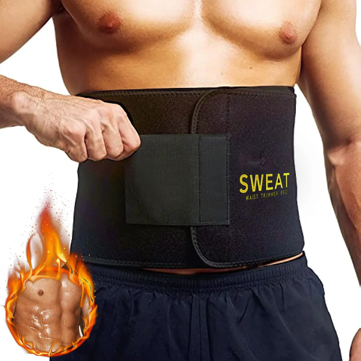 Waist Trimmer Belt Slim Men Body Shaper Cinchers Tummy Control Neoprene Sweat Wrap for Stomach and Back Lumbar Support - KIMLUD