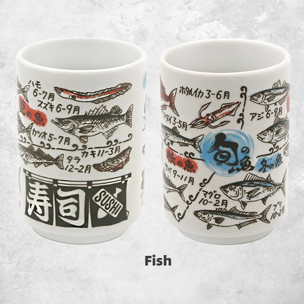 Japanese Impression Ceramic Mugs 300ml Tea Wine Sushi Sake Cup Funny Family Restaurant Decoration Travel Gift for Friends