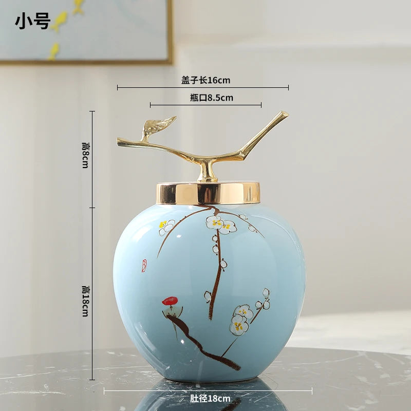 KIMLUD, Modern Chinese Hand-painted Vases, Living Room Ceramic Light Luxury Table Decorations, Countertop Vases, Produced in Jingdezhen, D, KIMLUD Womens Clothes