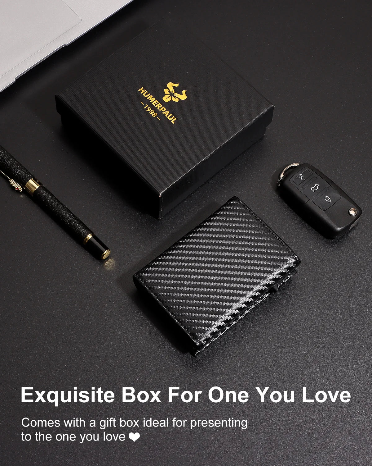 Carbon Fiber Mens Wallet Card Holder RFID Blcoking Pop Up Aluminum Cards Case Slim Male Front Pocket with Banknote Compartment