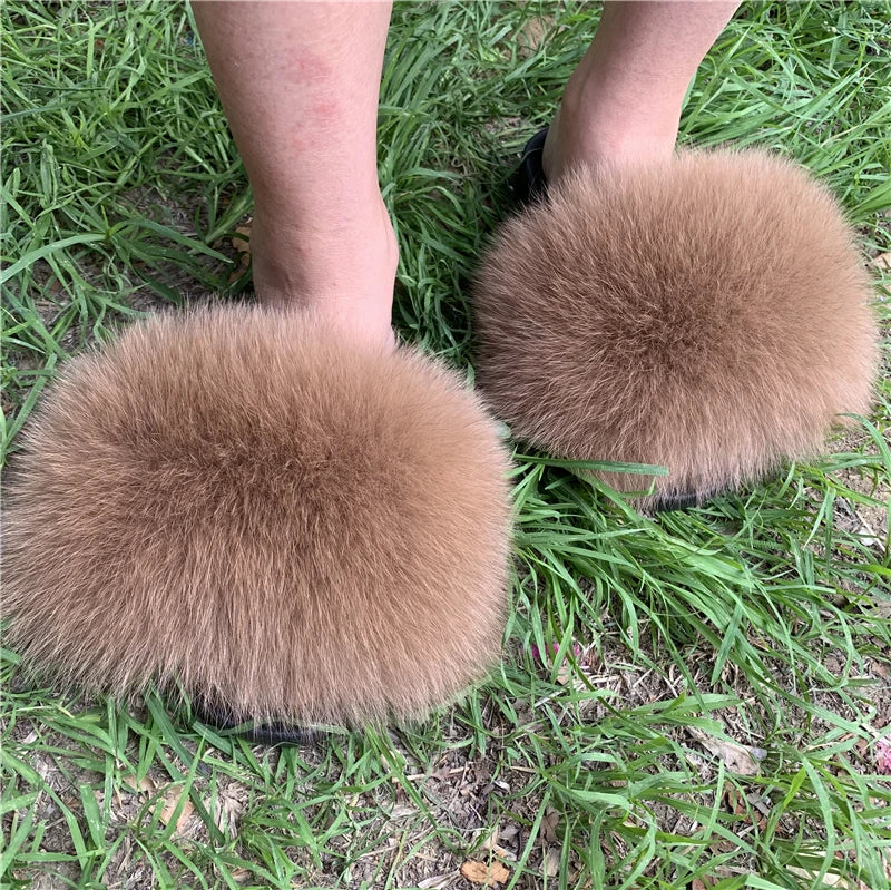 KIMLUD, New Arrival Girl Luxury Fluffy Fur Slippers Ladies Indoor Warm Furry Fur Flip Flops Women Amazing Plush Fur Slides Wholesale Hot, HS-027 / 45, KIMLUD APPAREL - Womens Clothes