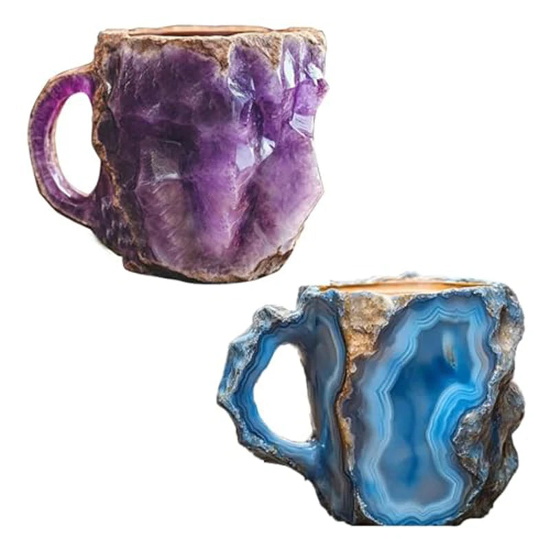 Mineral Crystal Coffee Mugs Resin Distinctive Multi Color Relief Printing High-capacity Water Cup Colourful Christmas Gift Mugs