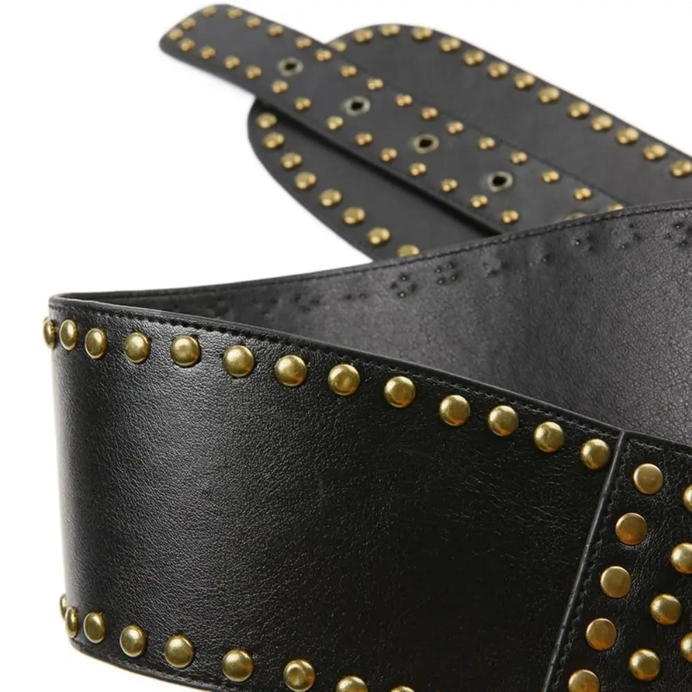 Punk Style Hollow Asymmetric Belt Harajuku Aesthetic Rivet Streetwear Leather Belt Chic Disc Belt For Women Apparel Accessories - KIMLUD