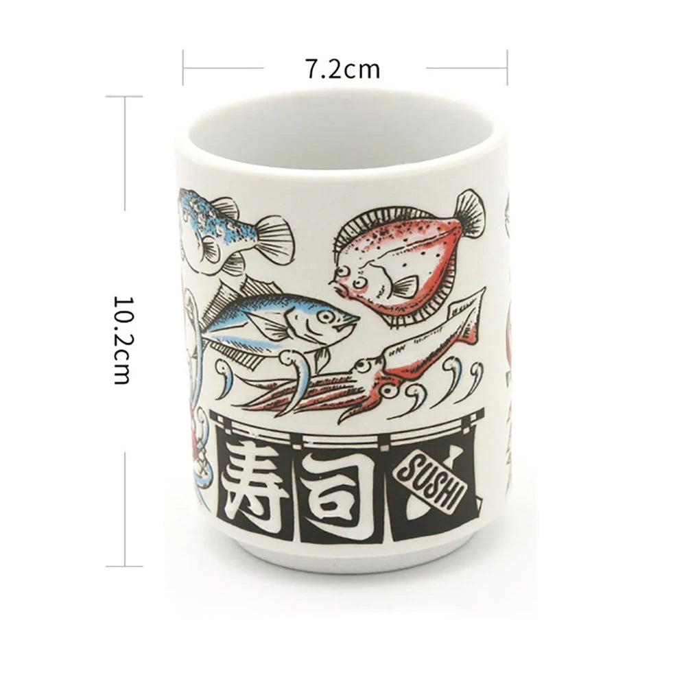 Japanese Impression Ceramic Mugs 300ml Tea Wine Sushi Sake Cup Funny Family Restaurant Decoration Travel Gift for Friends