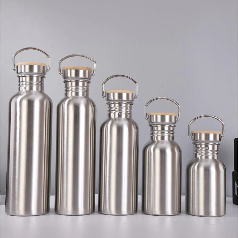 Stainless Steel Water Bottle 1000 750 500 350ml Big Mouth Cycling Hiking Waterbottle Drinkware Sports Bottle Flasks with Lid - KIMLUD