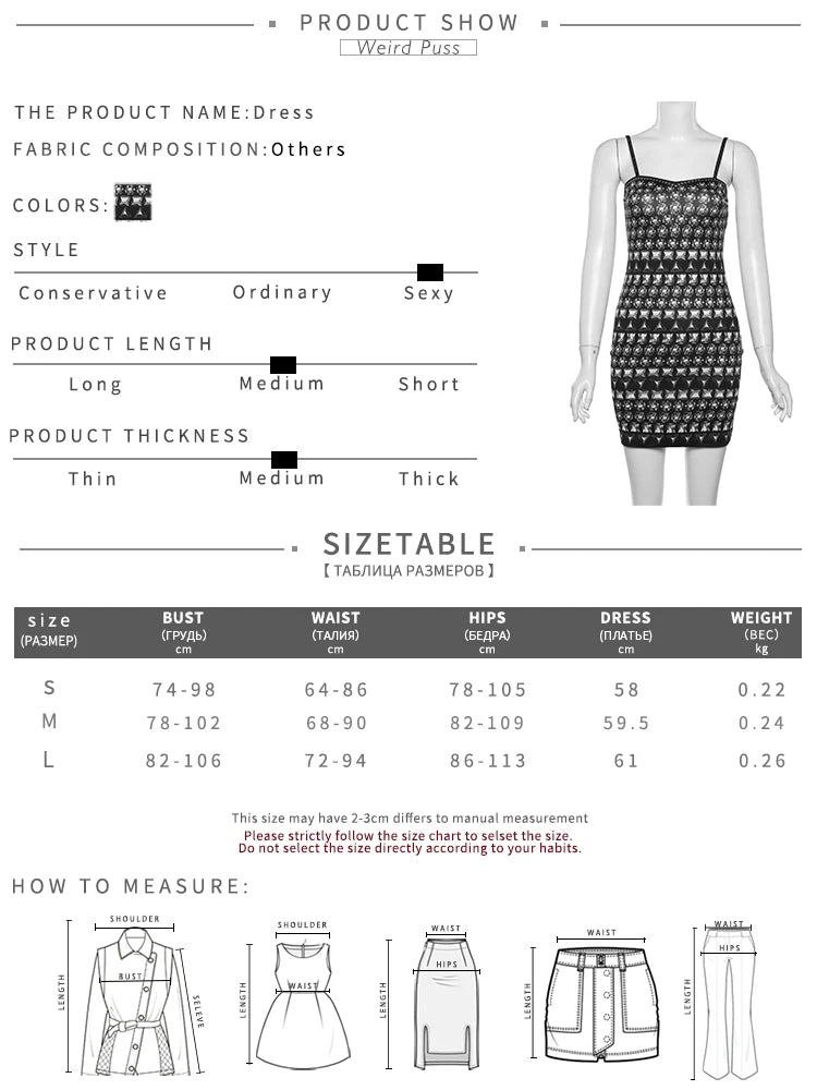 Weird Puss Sling Straps Women Dress Contrast Color Print Sleeveless Slim Fit Mini Bodycon Sexy Midnight Clubwear Streetwear Robe