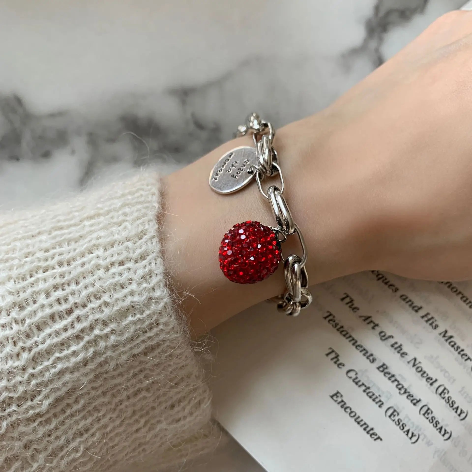 925 Sterling Silver Bracelet Good Luck Ball Words Punk Heart Strawberry For Woman Girl Fashion Jewelry Gift Dropship Wholesale