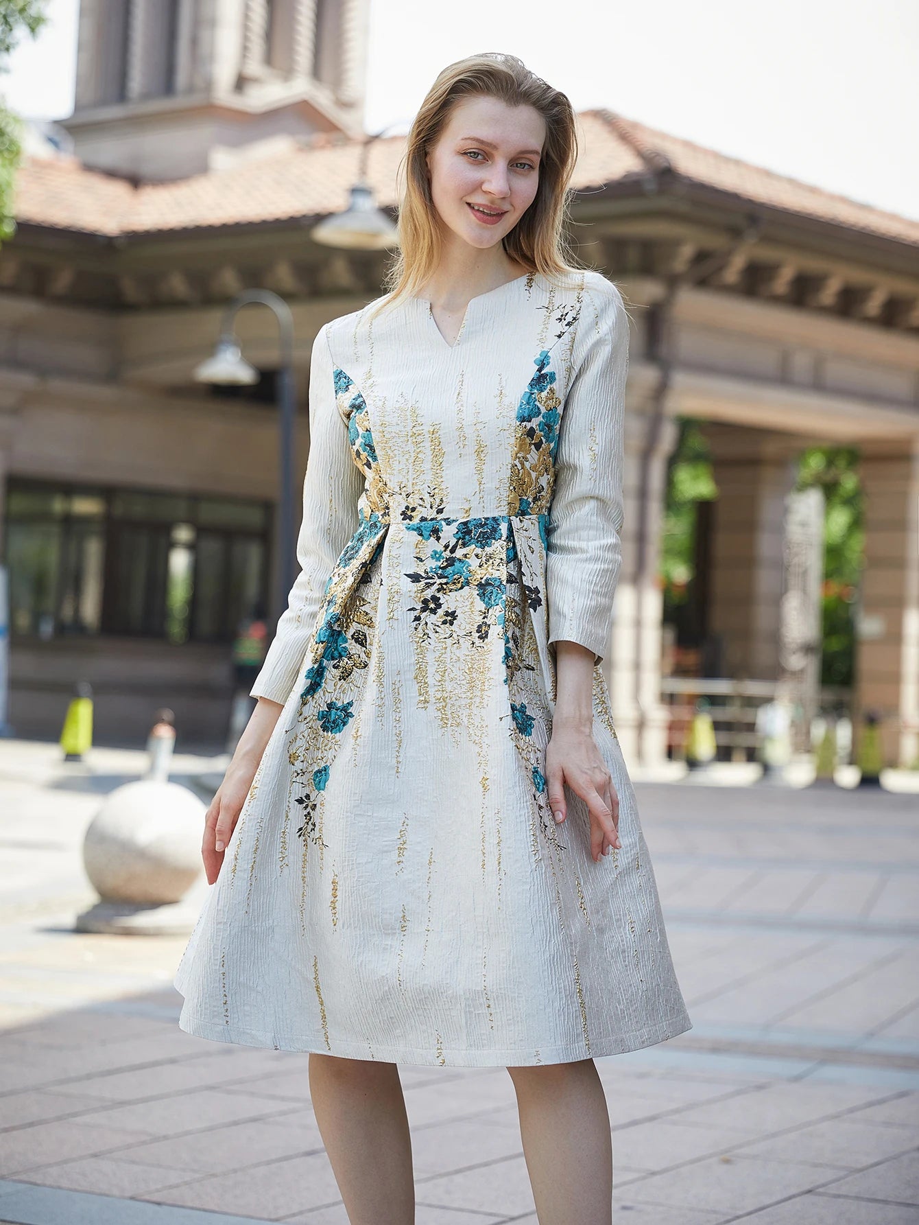 DEVCHATA Elegant Women Jacquard Dress New Arrival Floral Party Clothing Fashion Summer Evening Mid-Calf Ball Gown Vestido