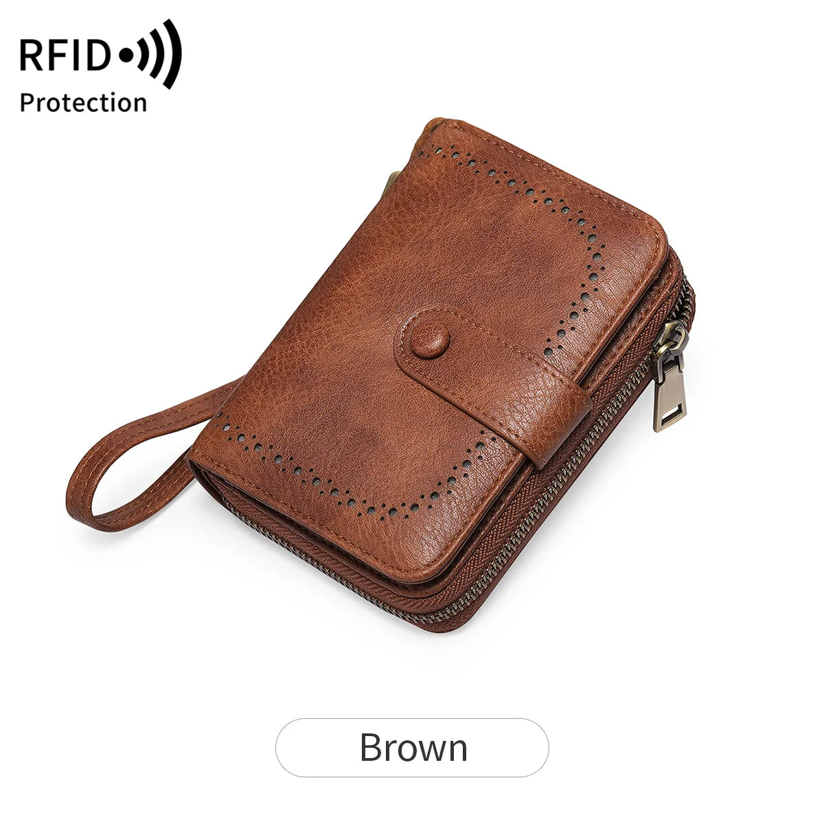 KIMLUD, MIYIN Retro Large Capacity RFID Shielded Women's Short Wallet Multi Card Slot Organ Credit Card Bag Multi Functional Zero Wallet, QB351-Brown, KIMLUD APPAREL - Womens Clothes