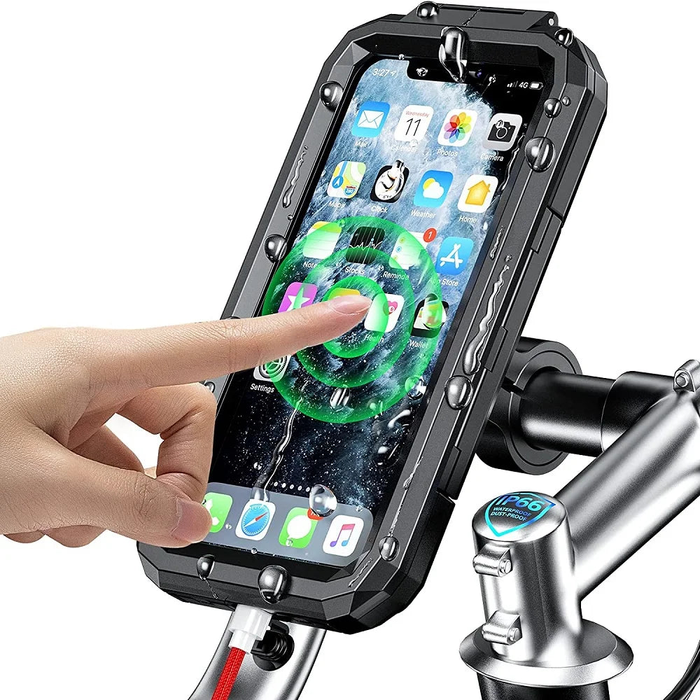 Waterproof Phone Case Bike Motorcycle Handlebar Rear View Mirror 3 to 6.8" Cellphone Mount Bag Motorbike Scooter Phone Stand - KIMLUD