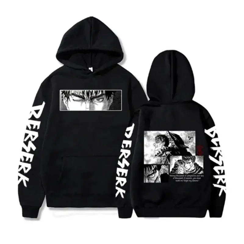 Berserk Guts Hoodies Men Women Graphic Print Long Sleeve Streetwear Japanese Style Manga Sweatshirts Fleece Loose Soft Clothing - KIMLUD