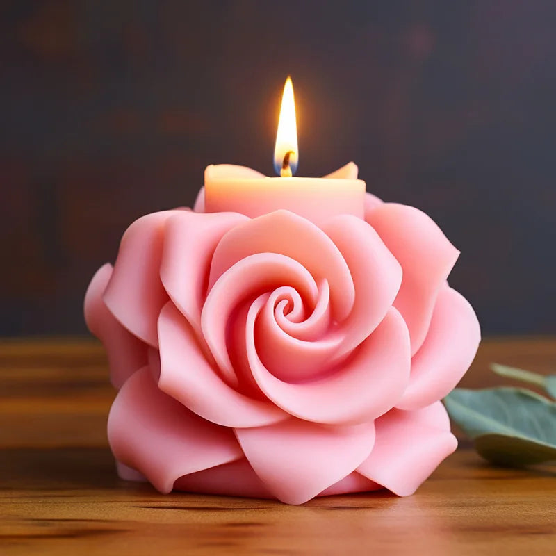 3D Rose Pillar Candle Silicone Mold Handmade Valentine's Day Flower Bouquet Soap Gypsum Resin Molds Wedding Decor Crafts Gifts - KIMLUD