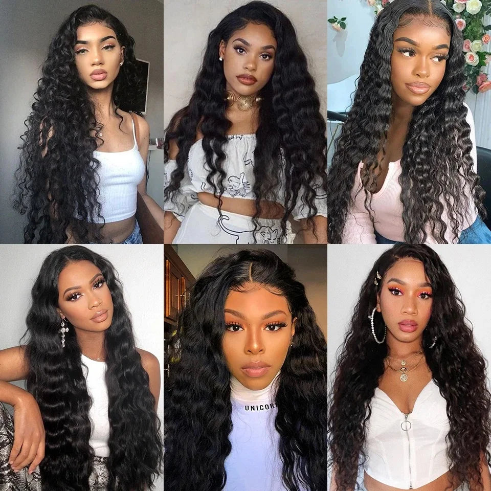 Loose Deep Wave 13x4 Lace Front Human Hair Wig Brazilian Glueless Wigs For Women 4x4 Human Hair Lace Frontal Wig Pre Plucked ﻿