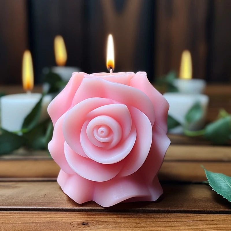 3D Rose Pillar Candle Silicone Mold Handmade Valentine's Day Flower Bouquet Soap Gypsum Resin Molds Wedding Decor Crafts Gifts - KIMLUD