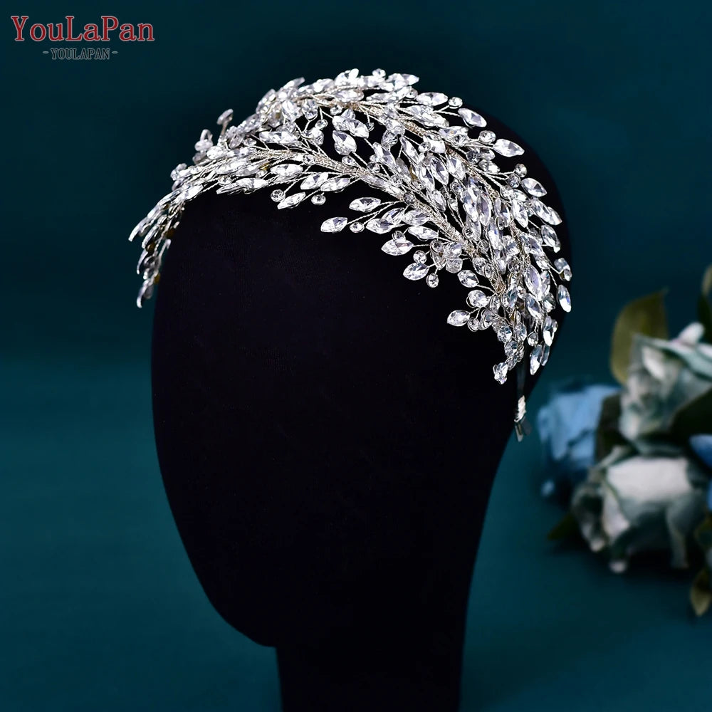 YouLaPan Wedding Headband for Bride Rhinestone Bridal Hair Accessories Bridesmaid Headpiece Party Woman Headdress Jewelry HP588