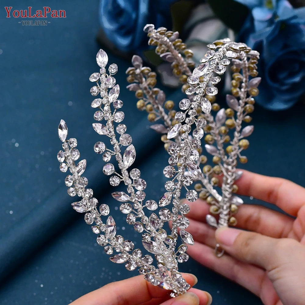 YouLaPan HP496 Rhinestone Bridal Headband Woman Headpiece Wedding Hair Accessories Bride Tiara Pageant Headdresses Wedding Tiara