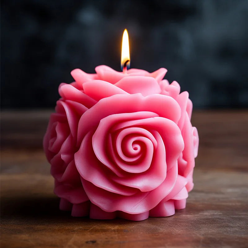 3D Rose Pillar Candle Silicone Mold Handmade Valentine's Day Flower Bouquet Soap Gypsum Resin Molds Wedding Decor Crafts Gifts - KIMLUD