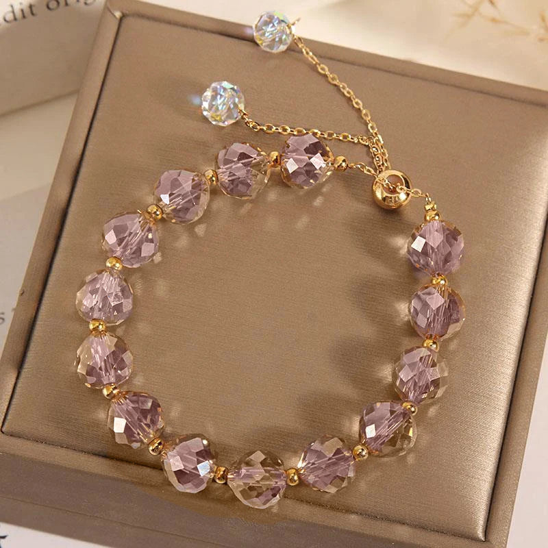 CARLIDANA New Artificial Austria Crystal Bracelet Fashion Shiny Stone Beads Elasticity Rope Strand Bracelets for Women Jewelry