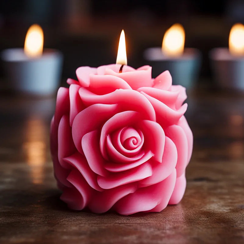 3D Rose Pillar Candle Silicone Mold Handmade Valentine's Day Flower Bouquet Soap Gypsum Resin Molds Wedding Decor Crafts Gifts - KIMLUD