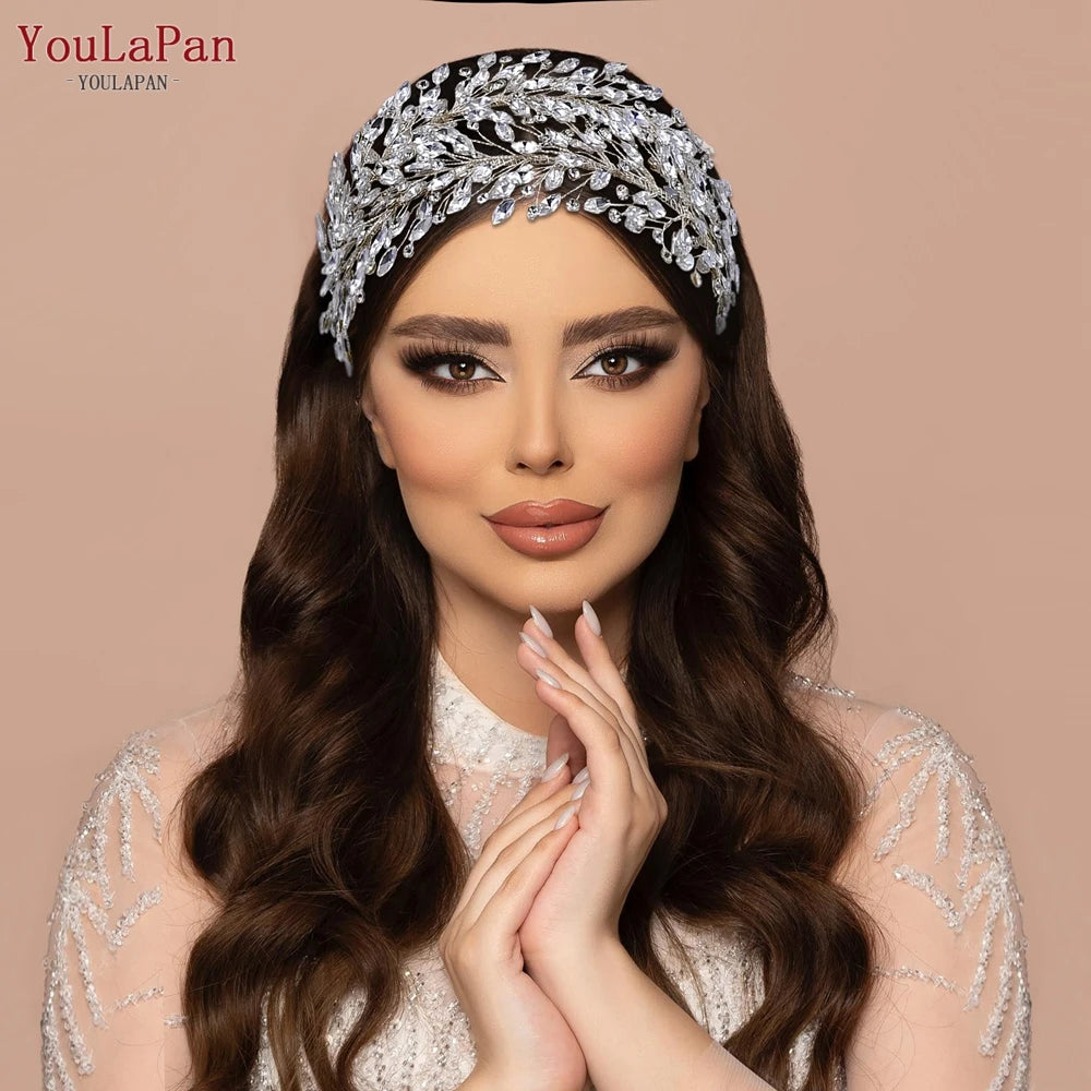 YouLaPan Wedding Headband for Bride Rhinestone Bridal Hair Accessories Bridesmaid Headpiece Party Woman Headdress Jewelry HP588