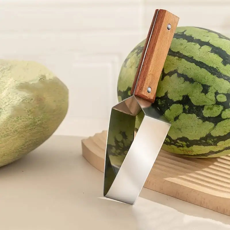 Watermelon Slicer Stainless Steel Color Non-slip Plastic Wrap Handle Not Hurt Hands Cantaloupe Kitchen Fruit Cutting Tool - KIMLUD