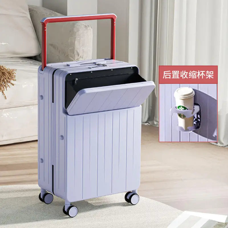 Wide pull rod suitcase 20"22"24"26 Inch multifunctional pull rod box front opening password travel luggage boarding Travel box