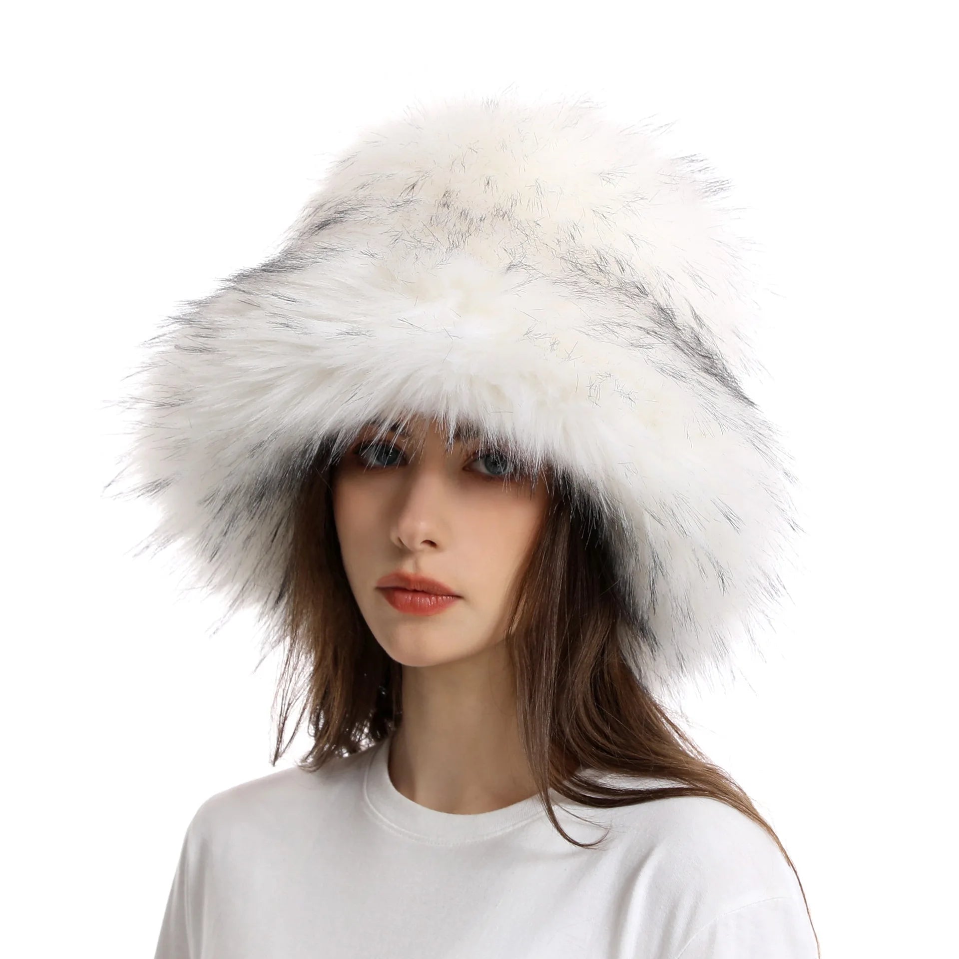 Red plush Bucket hat women's elegant autumn and winter fur bamboo hat Korean version advanced thermal cap cap 2023 large size